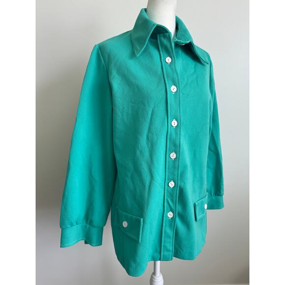 Vintage 1970's Mint Green Dagger Collar Jacket - Picture 1 of 4